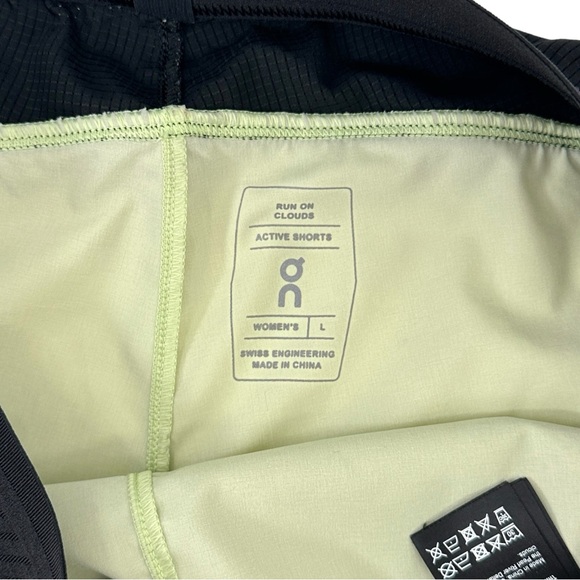 ON Running Pale Lime Green Black Lightweight Active Running Shorts sz L - Picture 4 of 6